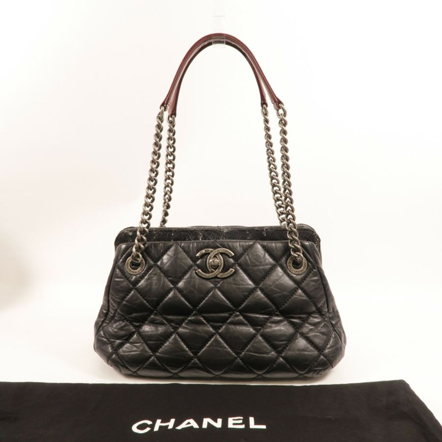 CHANEL 牛皮皮革Chain Shoulder肩背袋-9