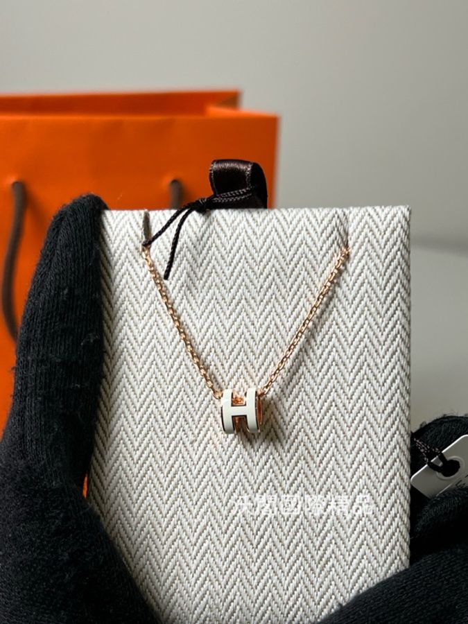 Hermes Mini Pop H白色項鏈-3