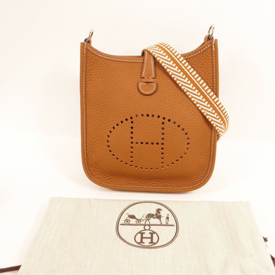 HERMES Clemence皮革Evelyne TPM肩背袋Gold-10
