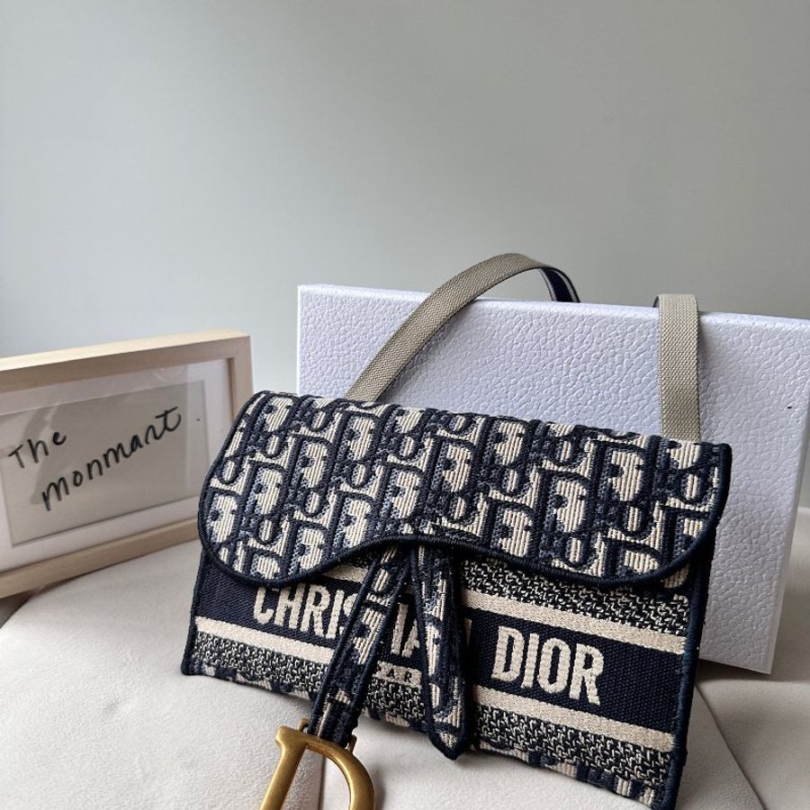 Dior Saddle WOC 21 Oblique 馬鞍刺繡老花 斜挎包-0