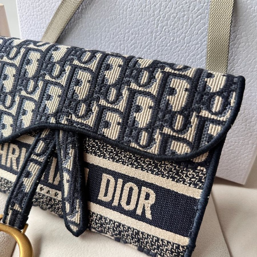 Dior Saddle WOC 21 Oblique 馬鞍刺繡老花 斜挎包-8