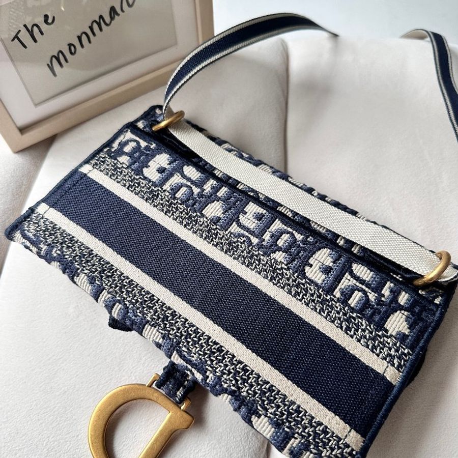 Dior Saddle WOC 21 Oblique 馬鞍刺繡老花 斜挎包-19