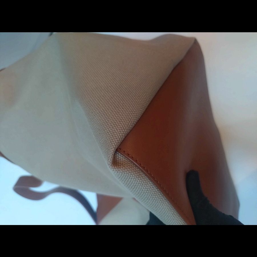 YSL Y系列咖皮邊帆布大托特包-6