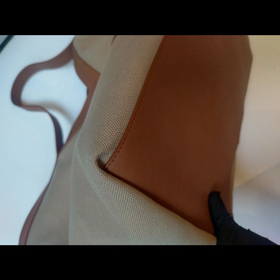 YSL Y系列咖皮邊帆布大托特包-7