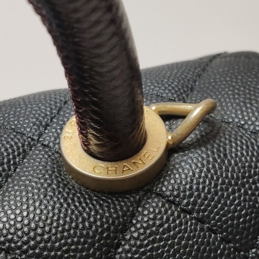 Chanel Coco Handle大號牛皮菱格絎縫雙C扣優雅手柄斜挎包-9