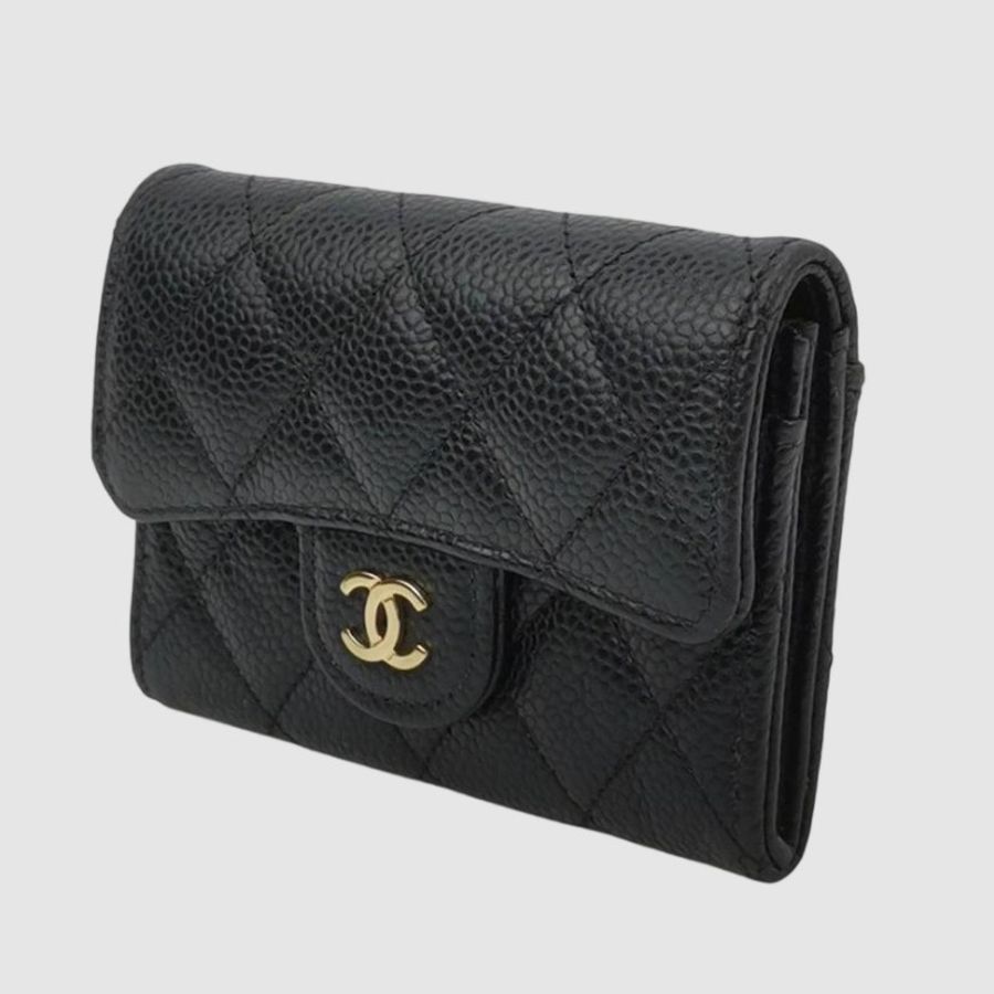 Chanel CC Bag牛皮菱格绗缝雙C Logo卡包-1