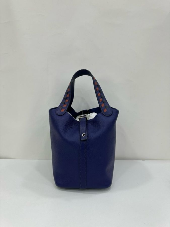 Hermes 愛馬仕 picotin18 M3水墨藍 編織手提袋 D刻-1