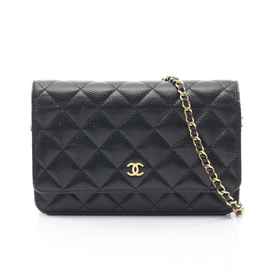 香奈兒 (CHANEL) 絎縫斜背包 AP0250 黑色皮革 二手 金色五金-0