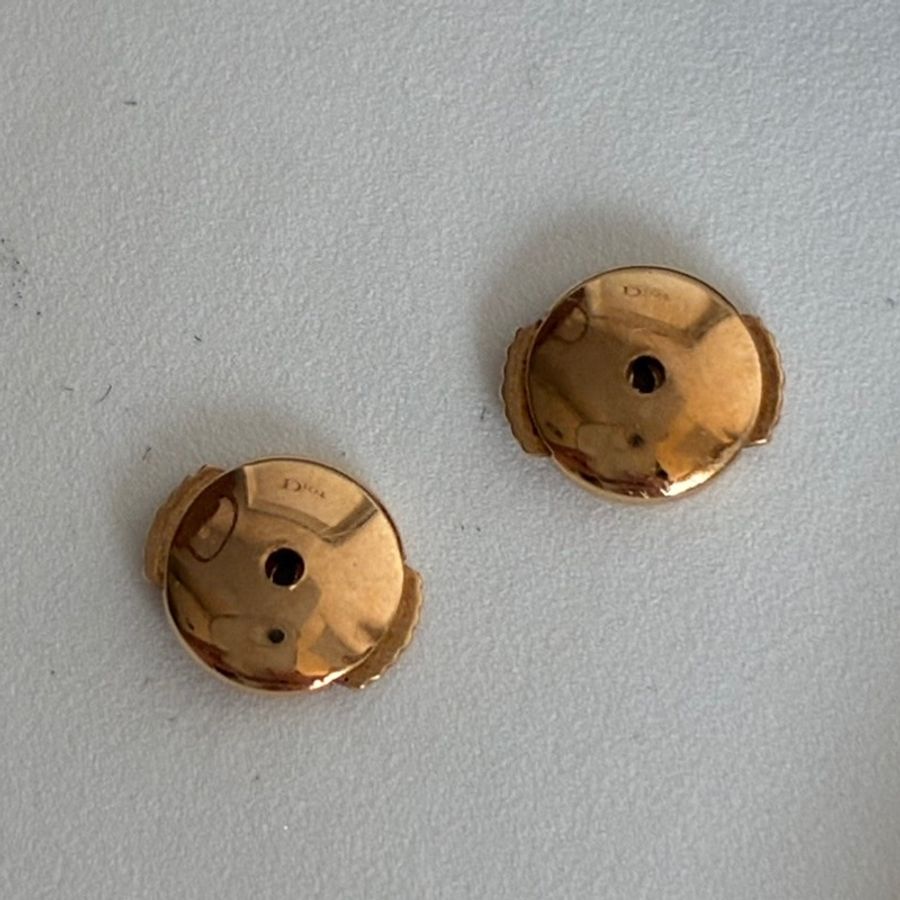 Dior玫瑰金星盤小鑽耳環-7