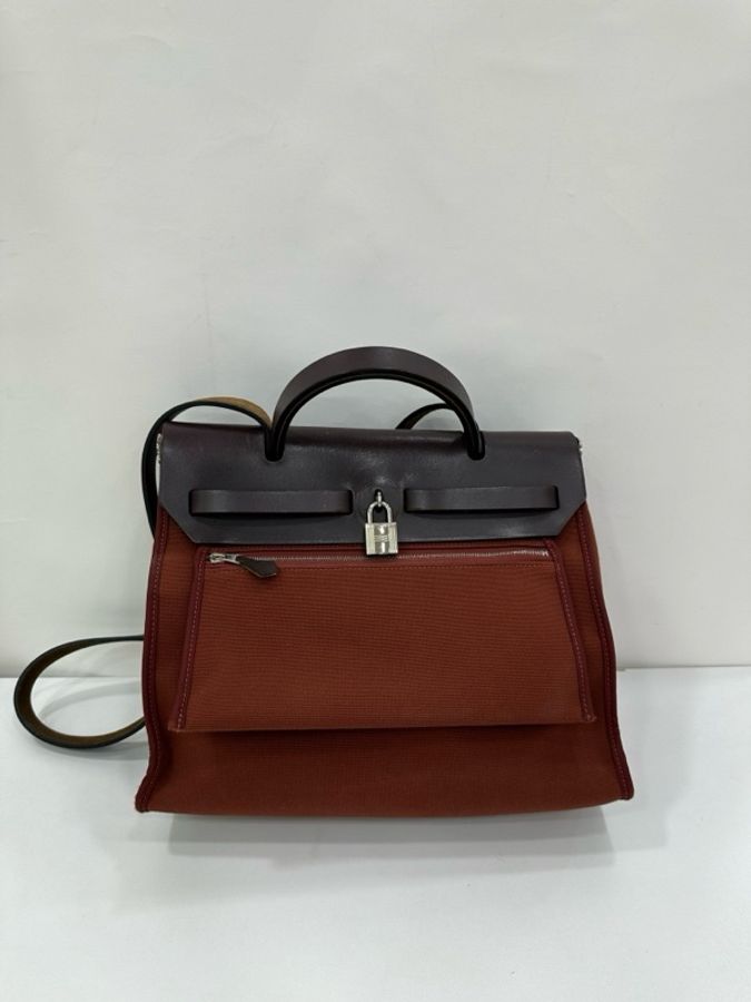 Hermes 愛馬仕經典31herbag 稀有的波爾多紅 框R刻 有使用痕跡-1
