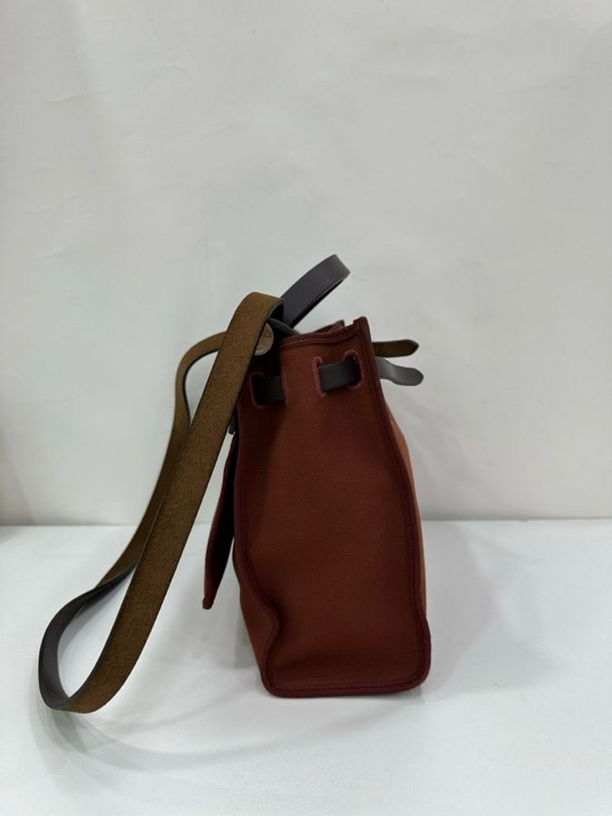 Hermes 愛馬仕經典31herbag 稀有的波爾多紅 框R刻 有使用痕跡-2