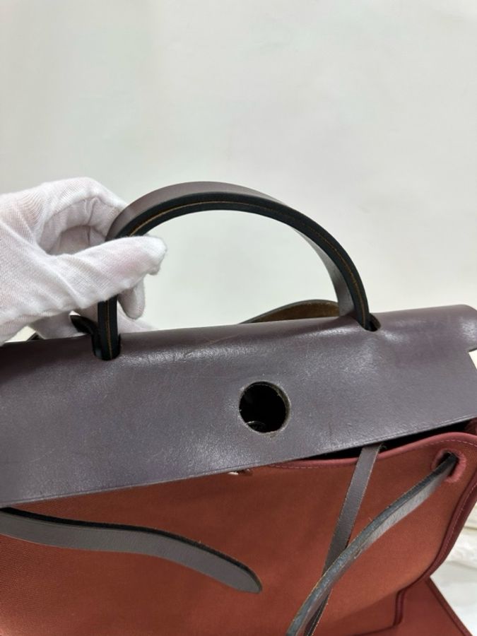 Hermes 愛馬仕經典31herbag 稀有的波爾多紅 框R刻 有使用痕跡-5