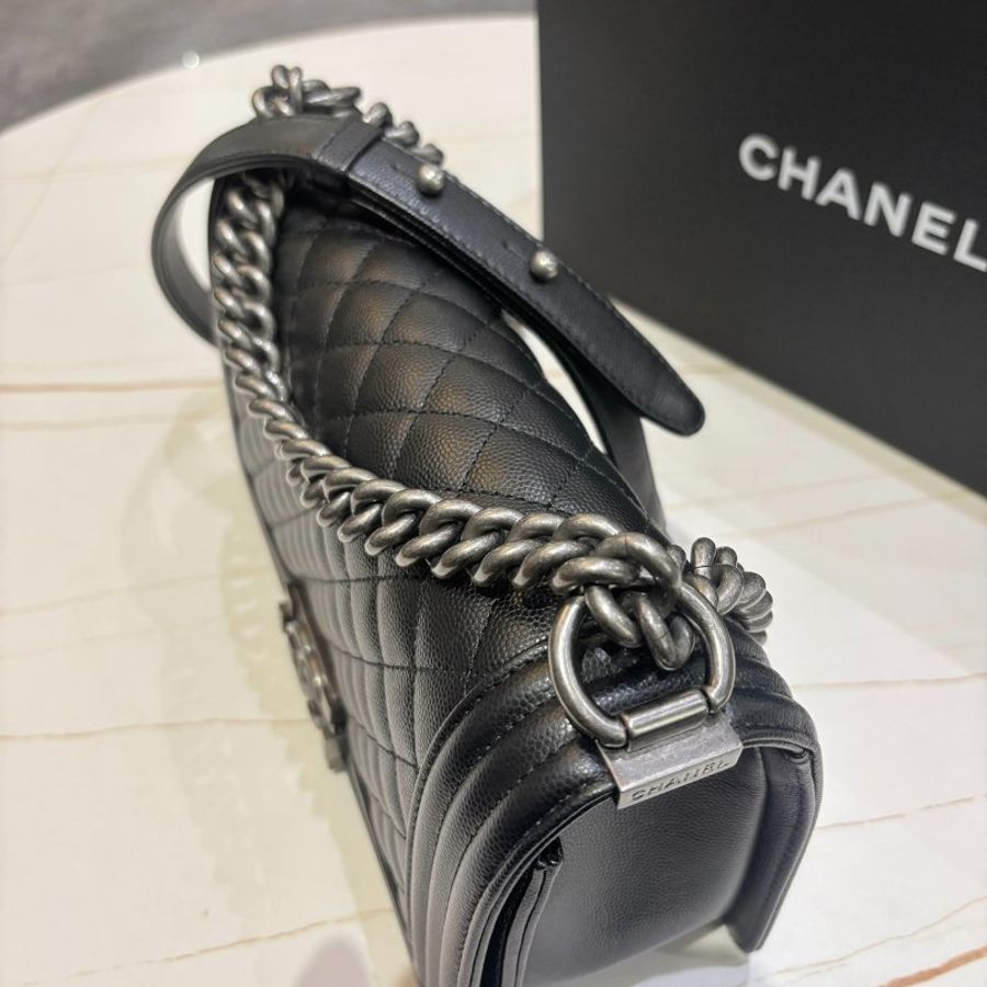 *SHIHNA名牌精品* CHANEL Boy 經典荔枝紋牛皮銀釦 25cm-3