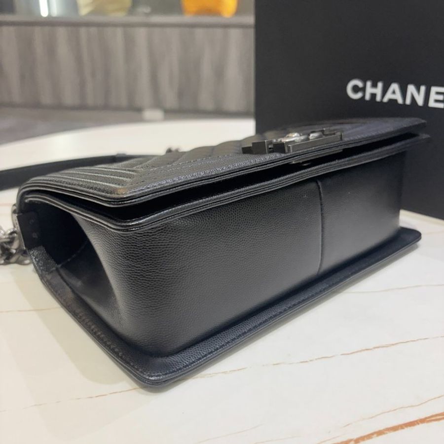 *SHIHNA名牌精品* CHANEL Boy 經典荔枝紋牛皮銀釦 25cm-6