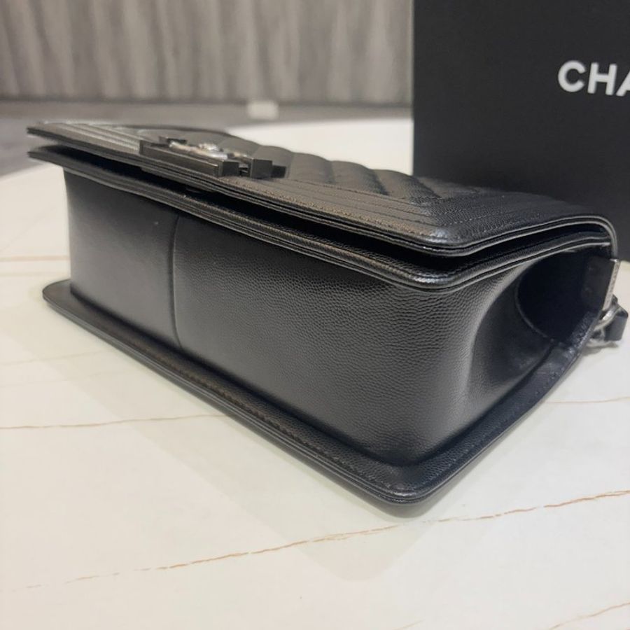 *SHIHNA名牌精品* CHANEL Boy 經典荔枝紋牛皮銀釦 25cm-7