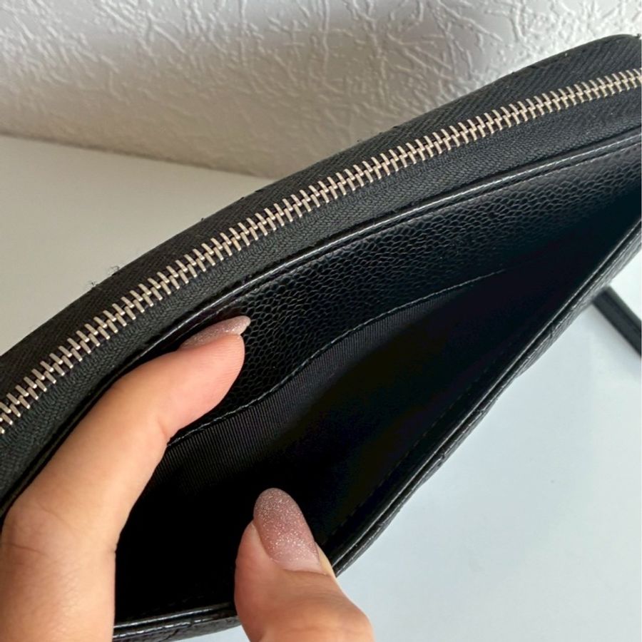 Chanel 黑荔枝銀雙Cㄇ拉長夾 經典❤️‍🔥-26