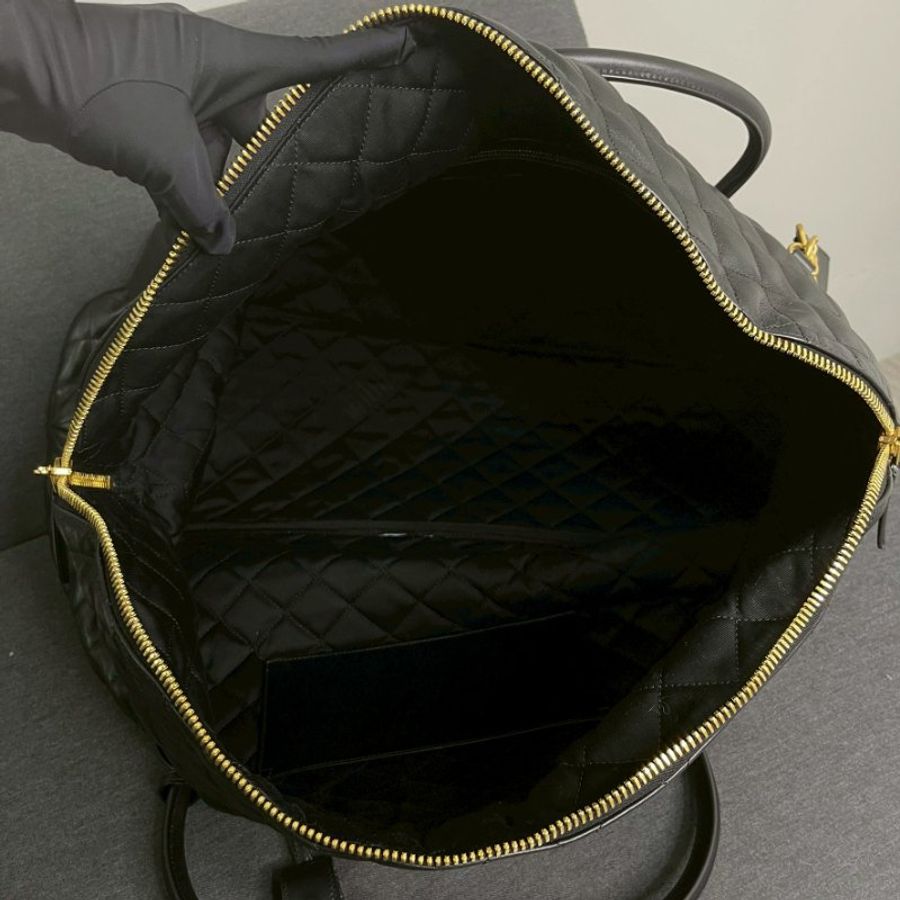 YSL GIANT 绗縫牛皮旅行袋   黑金-3