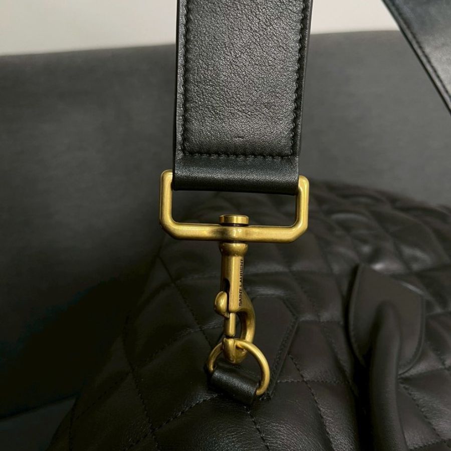 YSL GIANT 绗縫牛皮旅行袋   黑金-12