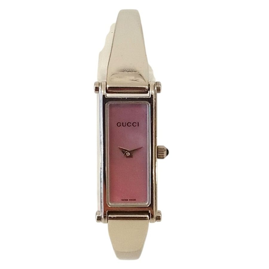 GUCCI 1500L 石英錶，女士款，粉紅珍珠貝母錶盤，不鏽鋼錶殼，銀色-1