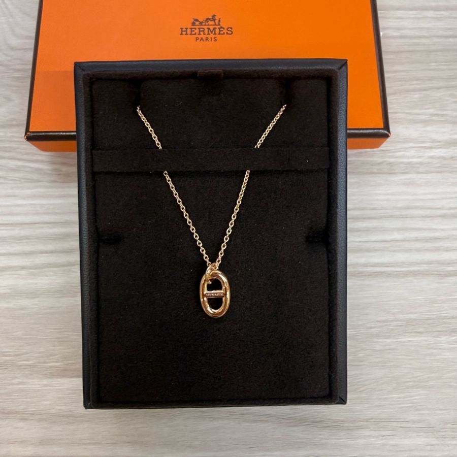 Hermes 750玫瑰金Farandole 墜飾豬鼻子項鏈-1
