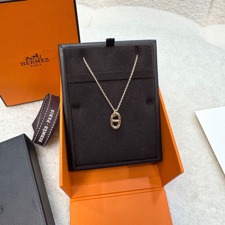 近新🥨Hermès 愛馬仕 750玫瑰金 Farandole 豬鼻項鍊 墜飾 項鍊 Necklace 珠寶 H108615B-4
