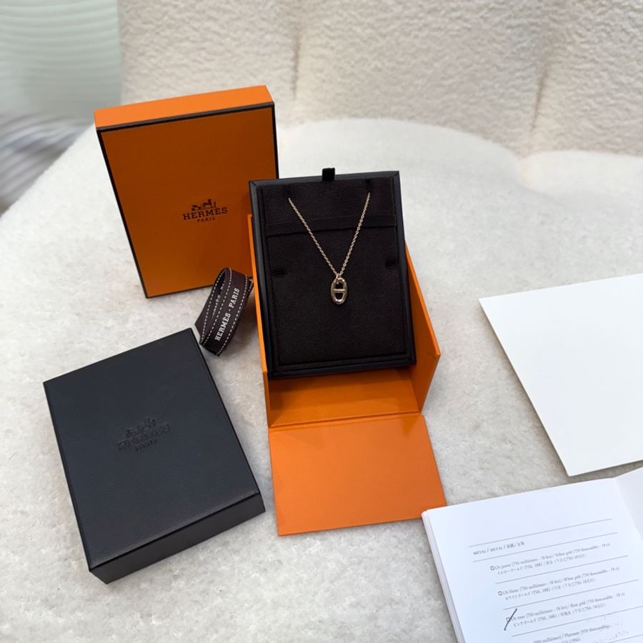 近新🥨Hermès 愛馬仕 750玫瑰金 Farandole 豬鼻項鍊 墜飾 項鍊 Necklace 珠寶 H108615B-5