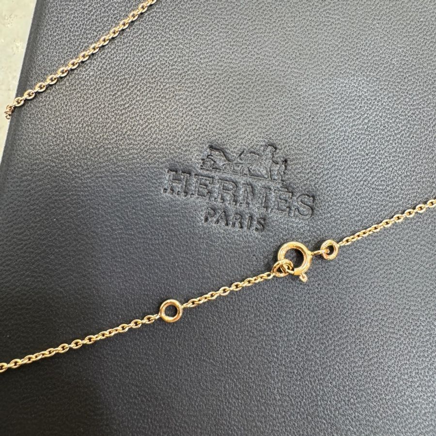 近新🥨Hermès 愛馬仕 750玫瑰金 Farandole 豬鼻項鍊 墜飾 項鍊 Necklace 珠寶 H108615B-8