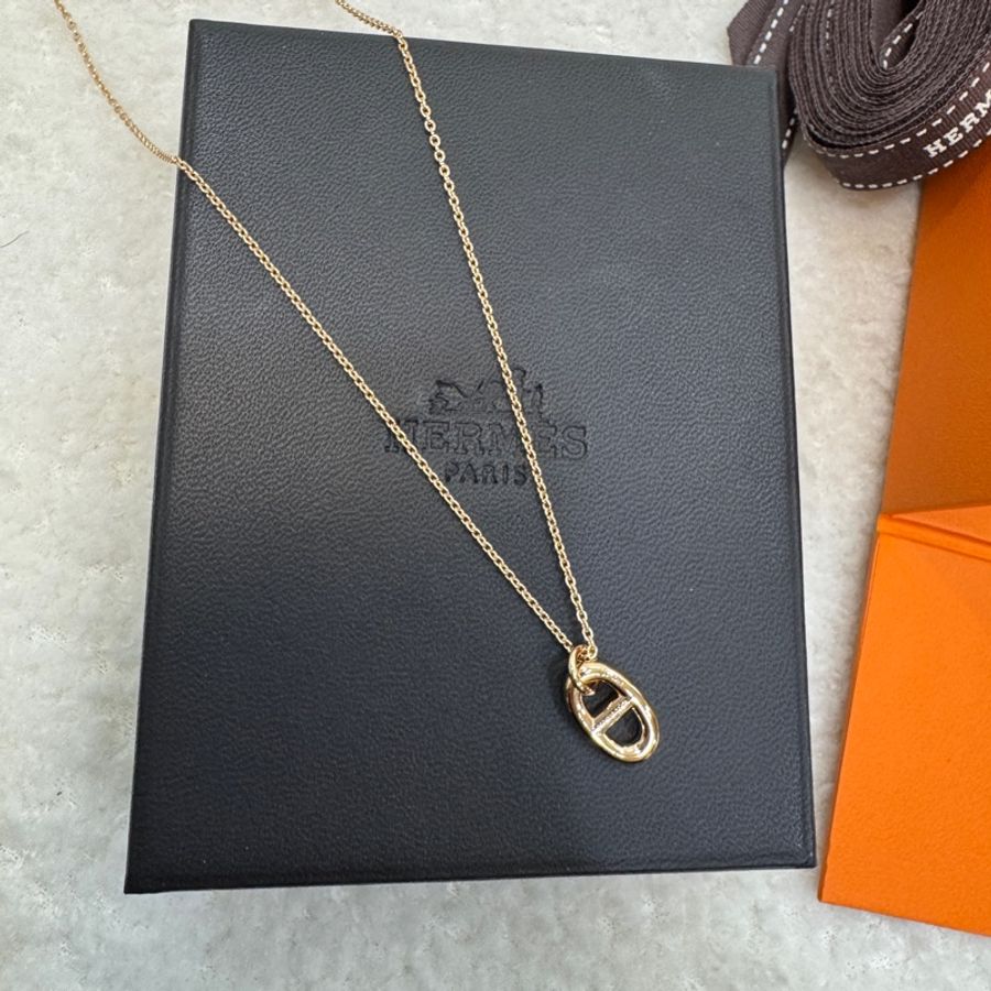 近新🥨Hermès 愛馬仕 750玫瑰金 Farandole 豬鼻項鍊 墜飾 項鍊 Necklace 珠寶 H108615B-9