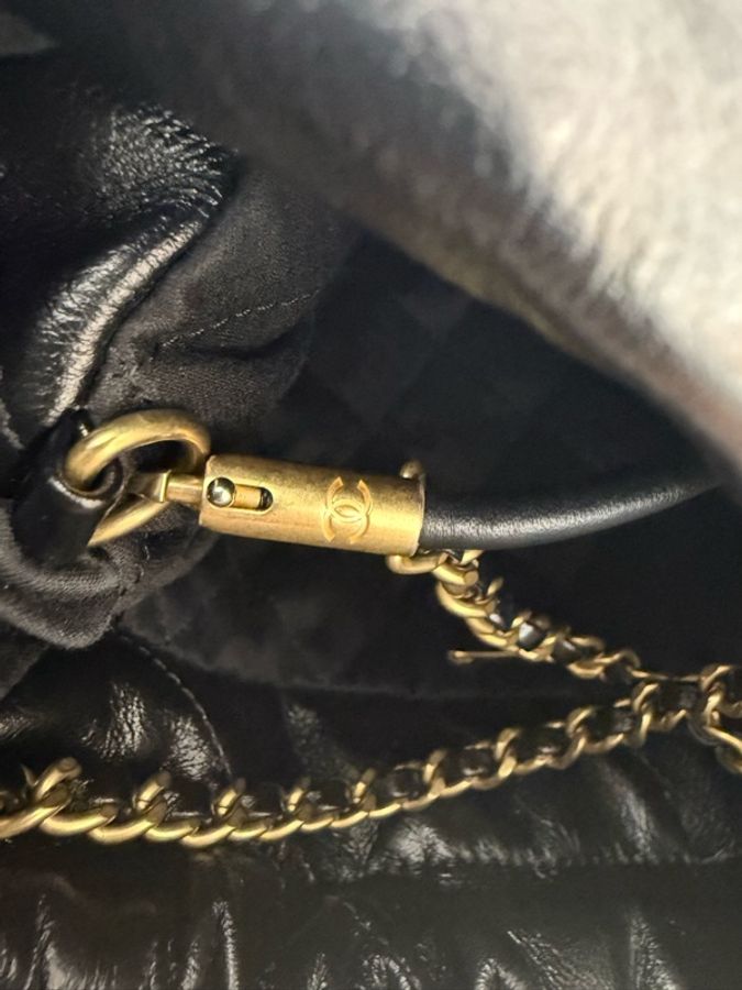 二手CHANEL黑色金字22bag mini 垃圾袋AS3980B 25P-8