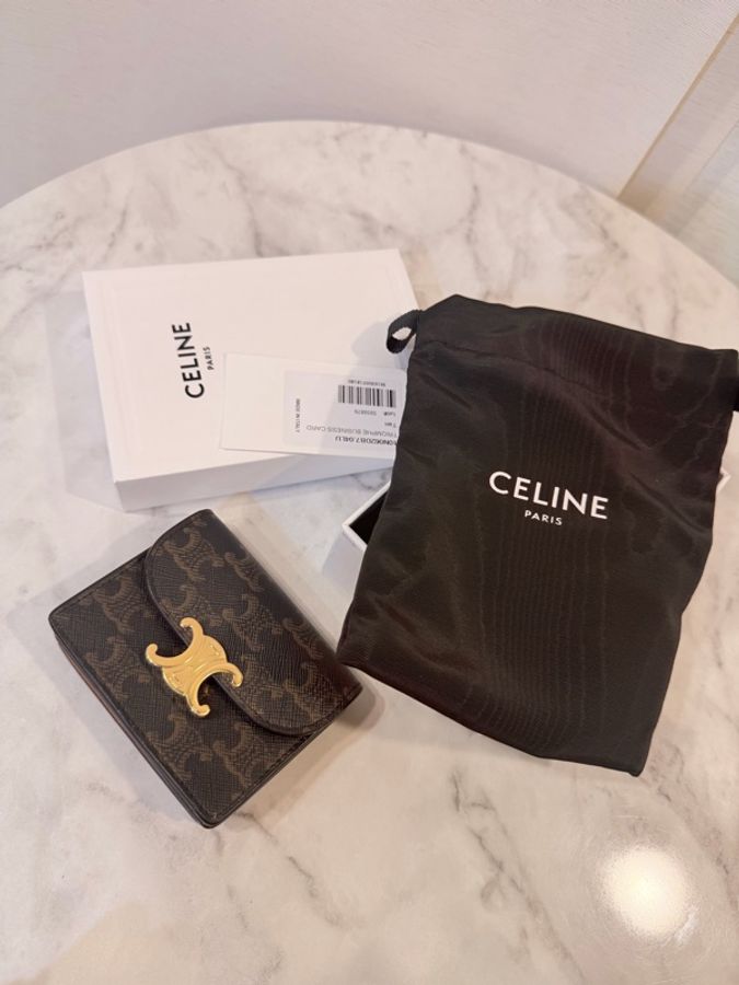 全新‼️Celine凱旋門老花零錢包-0