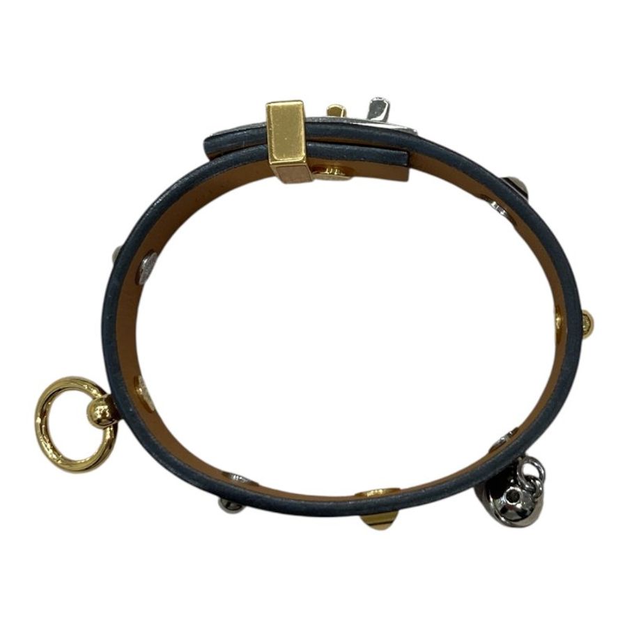 HERMES 愛馬仕 MINI DOG ANNEAUX 鉚釘手環 皮革 紫色-5