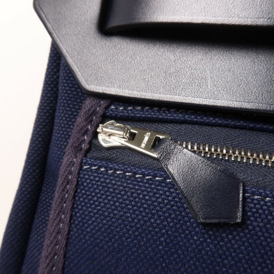 HERMES 帆布Herbag a Dos Zip Retourne Backpack背包Bleu Indigo-9