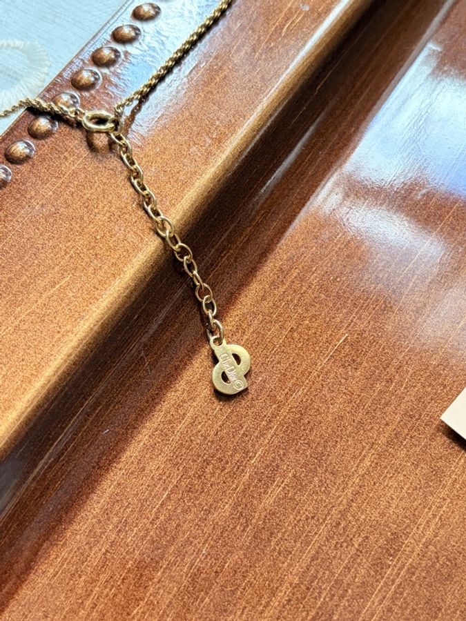Dior 迪奧 中古經典立體扭紋 CD Logo 金色 鍍金 頸鏈 項鏈-6