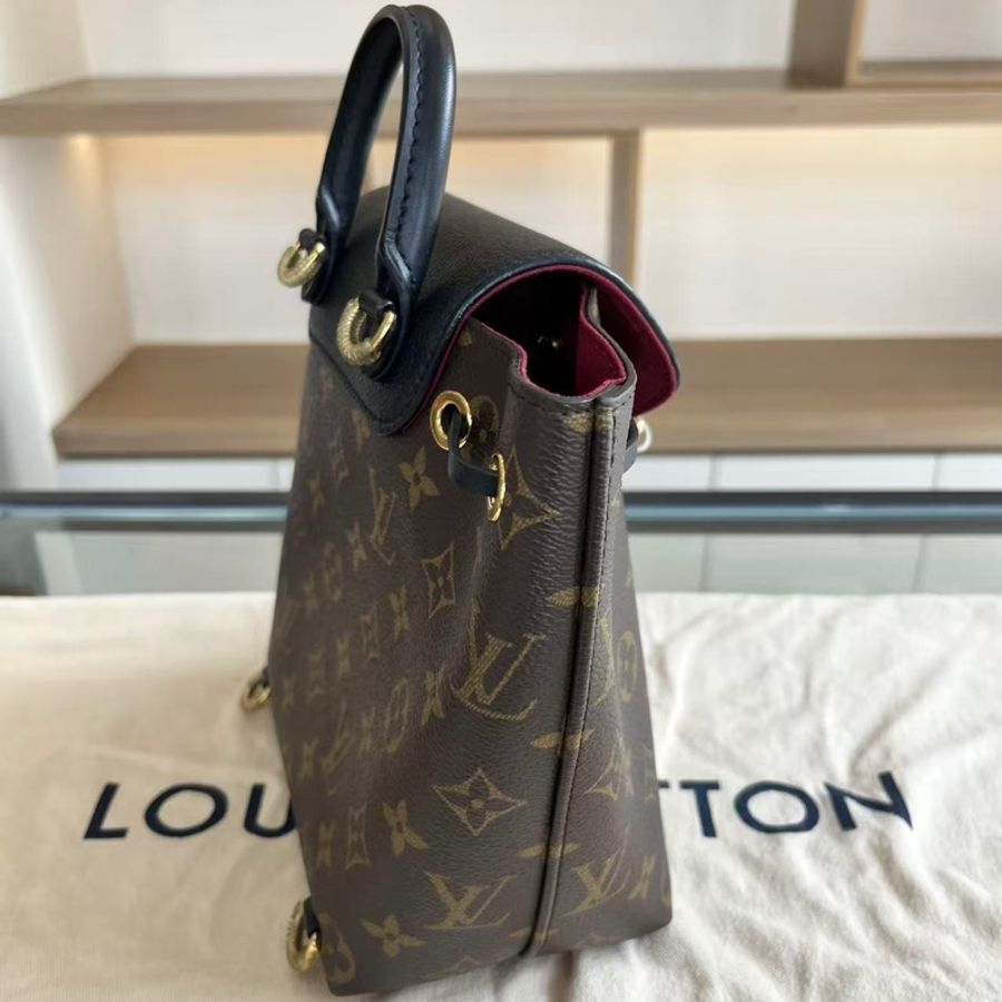 LV路易威登  Montsouris Bb 黑色雙肩書包 手提包-4