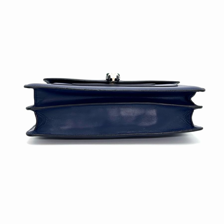 【威選精品】💙 BVLGARI Serpenti Forever 藍色金扣大號蛇頭肩背包-1