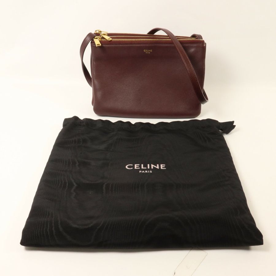 CELINE 羊皮皮革Trio肩背袋-10