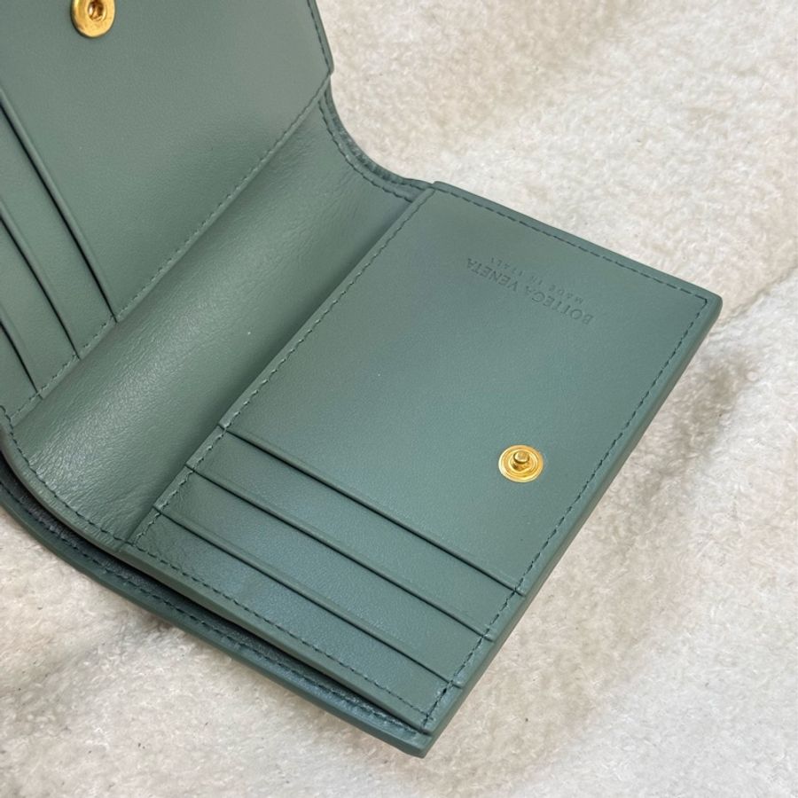 全新bottega veneta 寬編織對折短夾-8