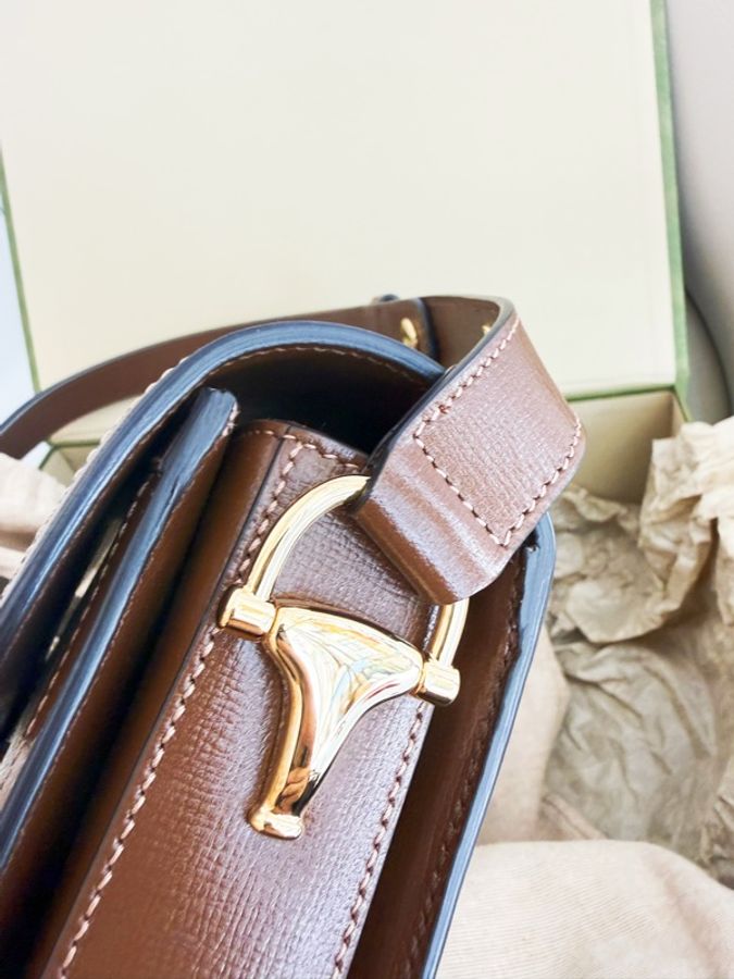 極新GUCCI Horsebit 1955 medium shoulder bag咖啡色1955系列中號斜背包-2