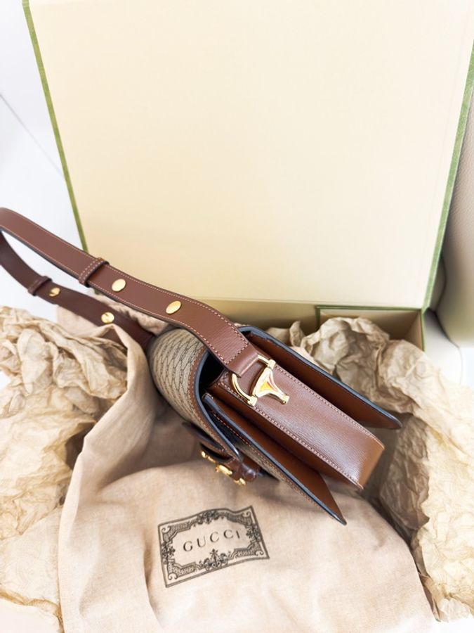極新GUCCI Horsebit 1955 medium shoulder bag咖啡色1955系列中號斜背包-3