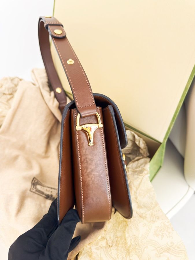 極新GUCCI Horsebit 1955 medium shoulder bag咖啡色1955系列中號斜背包-4