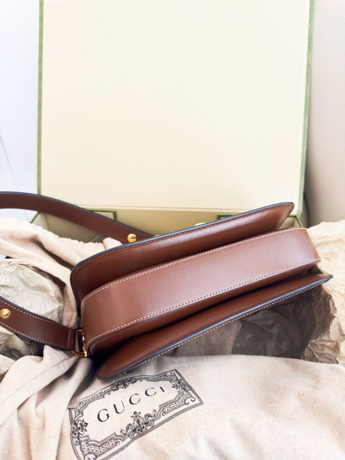 極新GUCCI Horsebit 1955 medium shoulder bag咖啡色1955系列中號斜背包-5