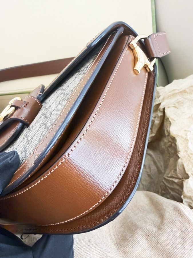 極新GUCCI Horsebit 1955 medium shoulder bag咖啡色1955系列中號斜背包-6