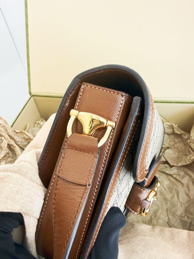極新GUCCI Horsebit 1955 medium shoulder bag咖啡色1955系列中號斜背包-7