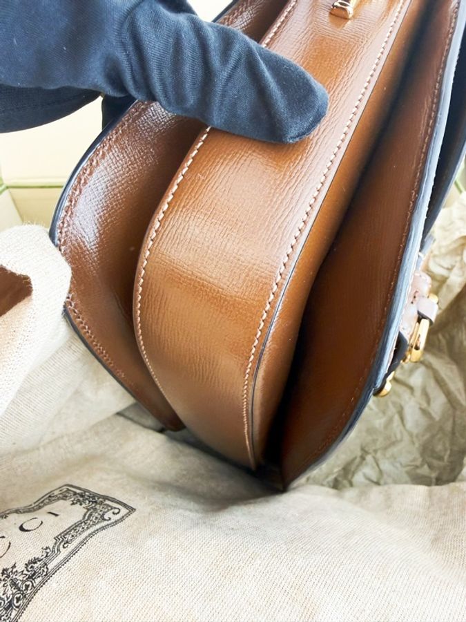 極新GUCCI Horsebit 1955 medium shoulder bag咖啡色1955系列中號斜背包-8