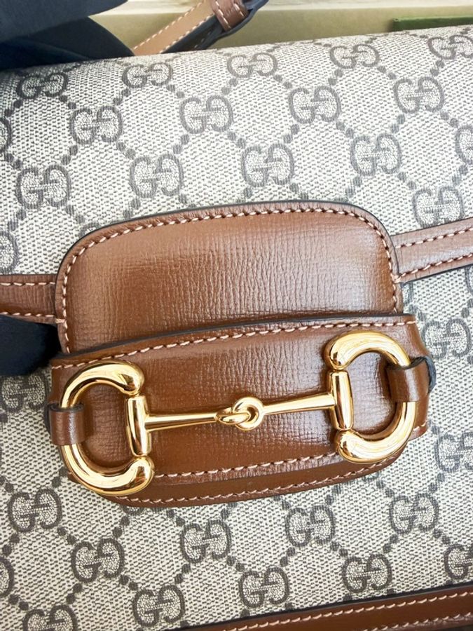 極新GUCCI Horsebit 1955 medium shoulder bag咖啡色1955系列中號斜背包-10