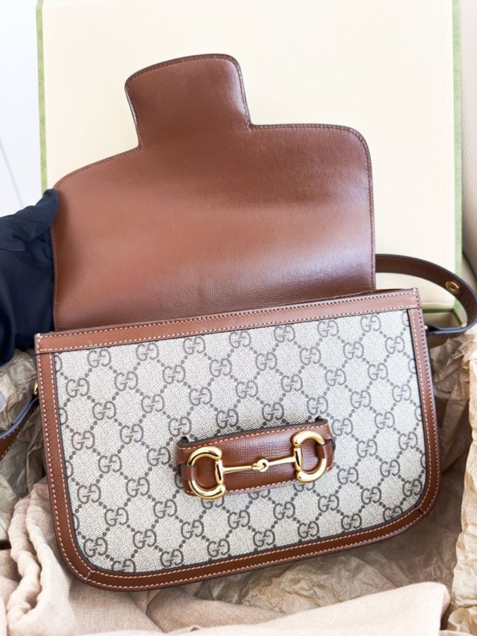 極新GUCCI Horsebit 1955 medium shoulder bag咖啡色1955系列中號斜背包-11