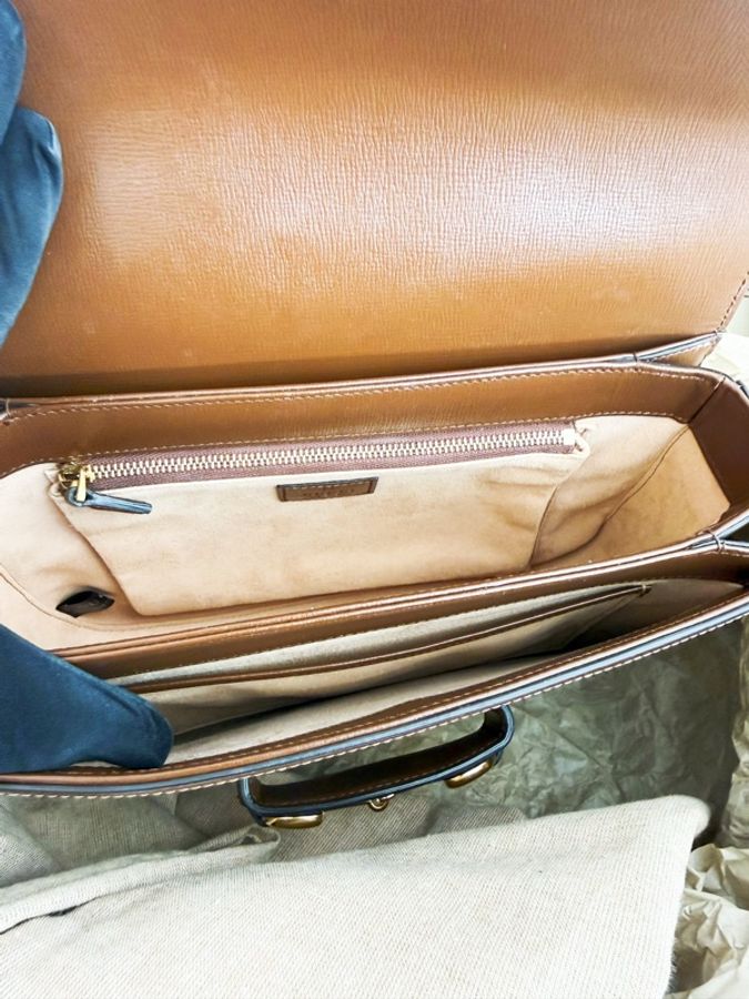 極新GUCCI Horsebit 1955 medium shoulder bag咖啡色1955系列中號斜背包-12