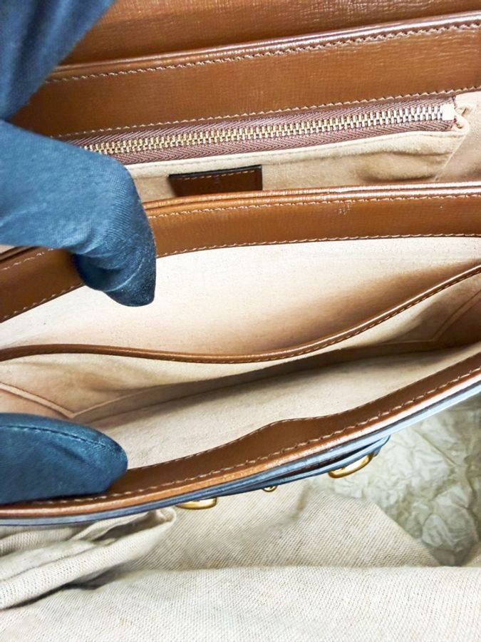 極新GUCCI Horsebit 1955 medium shoulder bag咖啡色1955系列中號斜背包-13