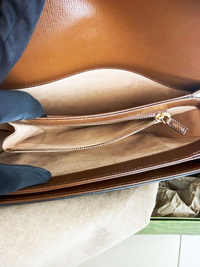 極新GUCCI Horsebit 1955 medium shoulder bag咖啡色1955系列中號斜背包-14