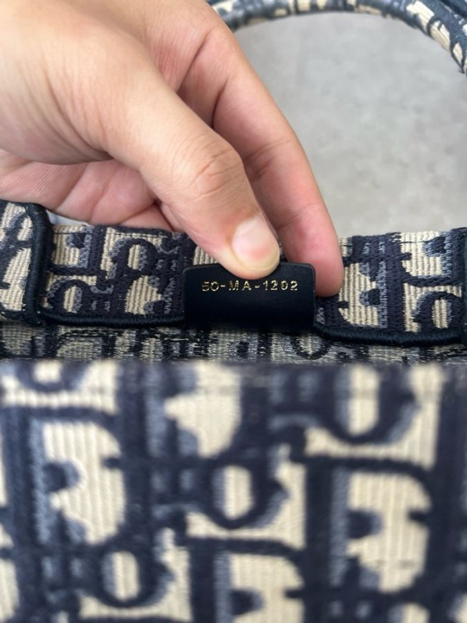 迪奧/Dior 藍色老花帆布中號托特包-6